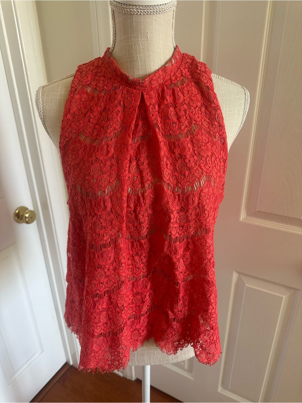 love, Fire Red Lace Halter Camisole